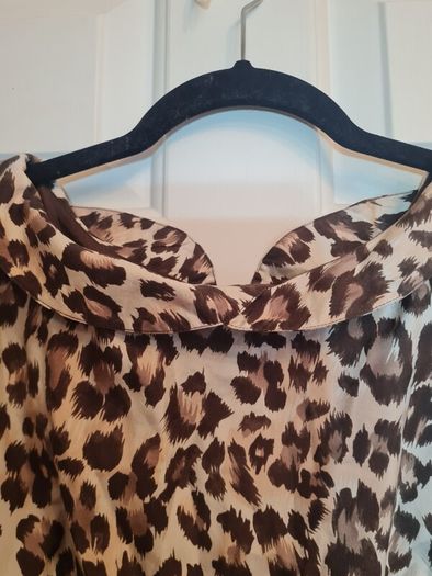 Warehouse Silk Dress Brown Animal Print Dress