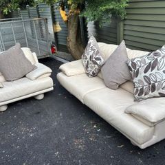 cream leather suite