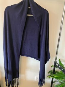 Blue Shawl with Fringe