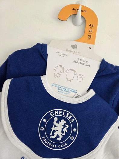 0-1m, Brand-New Official Chelsea FC Baby Starter Set (3 Piece) - Primark Baby