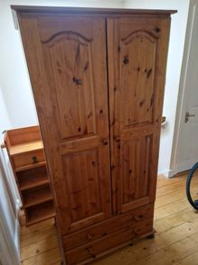 Solid pine wardrobe with drawers