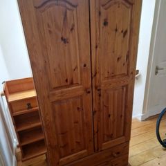 Solid pine wardrobe with drawers