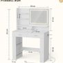Dressing Table with LED Mirror, Vanity Desk with 3 Lighting Colours Mirror and Power Strip, Makeup Table Storage Set for Bedroom with 2 Drawers, 9 Open Shelves and Hair Dryer Holder, White Image 2