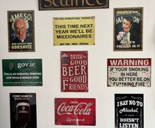 Metal signs home bar decor