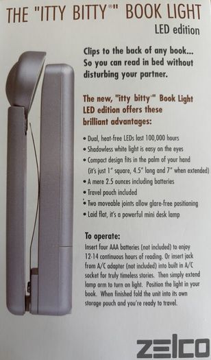 Book Light - Zelco Itty Bitty - Led Edition - BRAND NEW