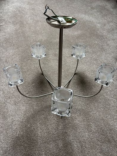 Chrome and Glass chandelier 5 arm ceiling light
