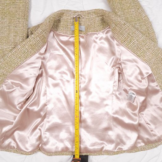Wallis Beige Light Green Textured Tweed Two-Button Tailored Blazer Jacket 10-12UK/38-40EU