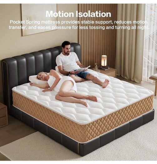 King Size Mattress, 10 Inch Memory Foam Mattress, 7-Zone Pocket Sprung, Medium Firm, Soft Fabric, Motion Isolated, Hybrid Mattresses in a Box