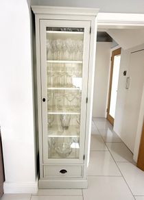 Solid Wood Glass Display Cabinet Light Grey