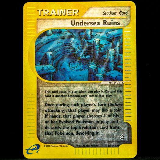 Undersea Ruins 138/147 Reverse Holo Uncommon E-Card Aquapolis Pokemon Card Vintage 2003 E-Series