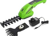 7.2V 2-in-1 Cordless Hedge Trimmer & Grass Shear with 1500mAh Lithium-Ion Battery, 2 Attachment Blades for Gardening, Cutting, Trimming, Shearing, Pruning and Thinning Plants and Foliage