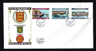 1969 Jersey High value 1s, 1s6d and 1s9d First Definitive Issue First Day Cover (FDC)