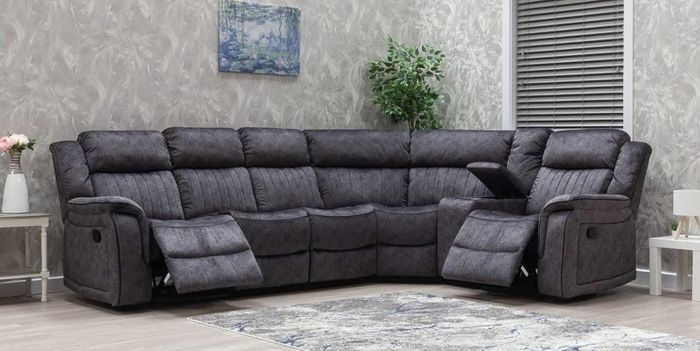 Grey fabric corner sofa
