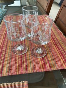 Etched vintage wine / sherry glasses