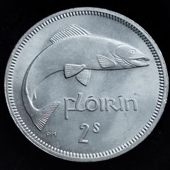Ireland - 1966 - Florin - Salmon - KM.15a - High Grade - [2686]