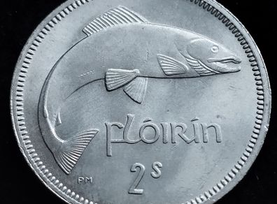 Ireland - 1966 - Florin - Salmon - KM.15a - High Grade - [2686]