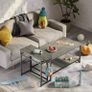 Coffee Table Set Modern Coffee Table with Adjustable Storage Shelf 123CM Industrial Sofa Side Tables for Living Room Modern Nesting Tables Rustic Brown (FREE POSTAGE) Image 3