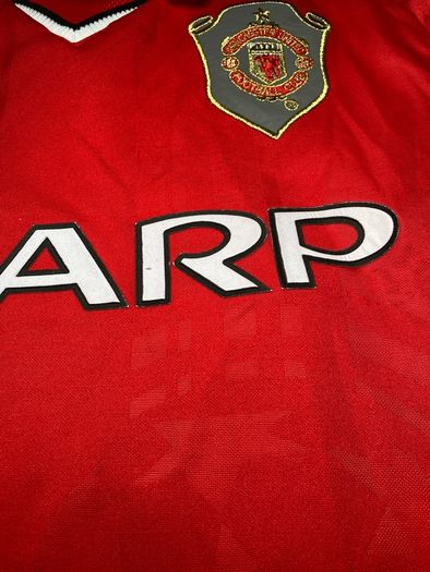 Vintage Umbro Manchester United 1999 Champions League The Final Nou Camp Home Jersey No.20 Solsjkaer Mens Size Small