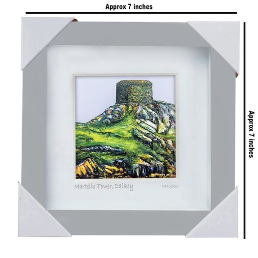 Dalkey Island, Martello Tower, Dublin, 4x4in framed print by artist Helen Mathews