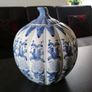 Vintage Blue & White Porcelain Pumpkin Image 5