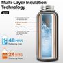 Insulated Water Bottle | Thickened Stainless Steel Vacuum Metal Thermos | Portable Sports Water Jug for Gym and Hiking with Straw, Carrier Bag, Handle Strap | BPA-Free 32 oz, Black Image 4
