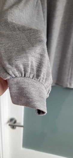 Stradivarius grey pearl batwing top Sz L (Fit 12-14)