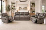 New 3+2 Or 3+1+1 Leather Recliner In Grey And Black