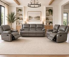New 3+2 Or 3+1+1 Leather Recliner In Grey And Black