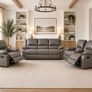 New 3+2 Or 3+1+1 Leather Recliner In Grey And Black Image 4