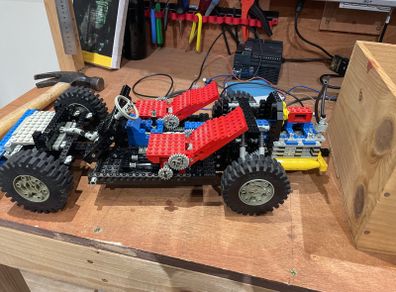 Big box of Lego  & 1980 Technics Chassis Car and Dune buggy
