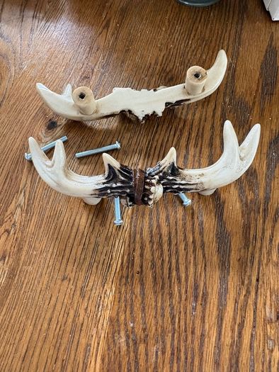 New set of 2 15cm long antler drawer pulls