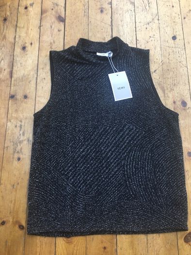 ICHI Black Sparkly sleeveless top (Brand New)