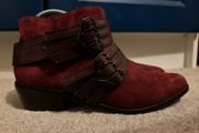 L.A.M.B. Nanetta Vine Suede Buckle Side Zip Ankle Boots UK 3