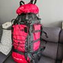 90 L Hiking backpack. Trekking backpack. Camping backpack. Red. Image 2