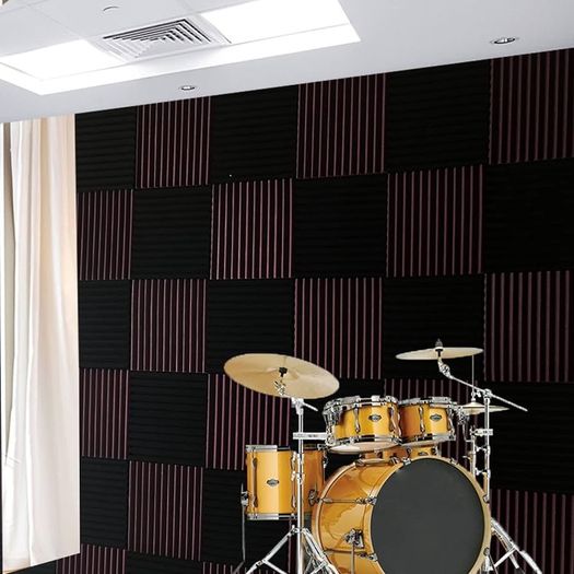 FREE EXPRESS SHIPPING  Pack Black/burgundy12 X 12"X1" Acoustic Panels Studio Soundproofing Foam Wedge Tiles