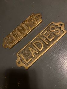Solid brass ladies and gents plaques