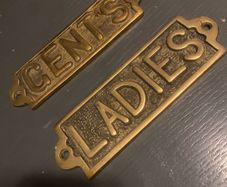 Solid brass ladies and gents plaques