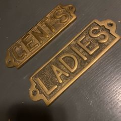 Solid brass ladies and gents plaques