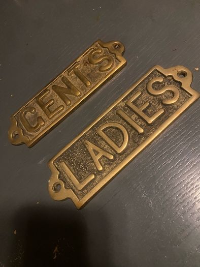 Solid brass ladies and gents plaques