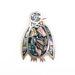 Vintage Mexican Silver And Abalone Brooch