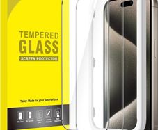 Screen Protector for iPhone 15 Pro Max 6.7-Inch, Tempered Glass Film with Easy Installation Tool, Case-Friendly, HD Clear, 3-Pack