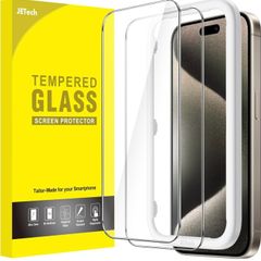 Screen Protector for iPhone 15 Pro Max 6.7-Inch, Tempered Glass Film with Easy Installation Tool, Case-Friendly, HD Clear, 3-Pack