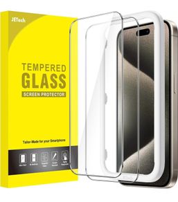 Screen Protector for iPhone 15 Pro Max 6.7-Inch, Tempered Glass Film with Easy Installation Tool, Case-Friendly, HD Clear, 3-Pack
