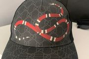 Authentic Gucci Men's Black Snake GG Jacquard Baseball Cap