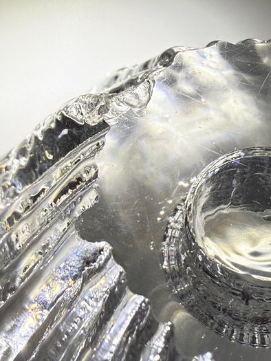 Daum France Crystal Candle Holders. Pair of Mid Century French Art Glass