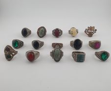 Bohemian Antique Jewellery Bundle 15 Mixed Brass Statement Rings