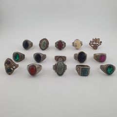 Bohemian Antique Jewellery Bundle 15 Mixed Brass Statement Rings