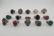 Bohemian Antique Jewellery Bundle 15 Mixed Brass Statement Rings