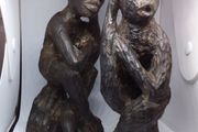 Pair of Vintage Handcarved Wooden African Tribal Figures ( Male )