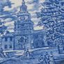 Liberty Blue Plate Independence Hall Staffordshire Ironstone Blue White Historic Image 6